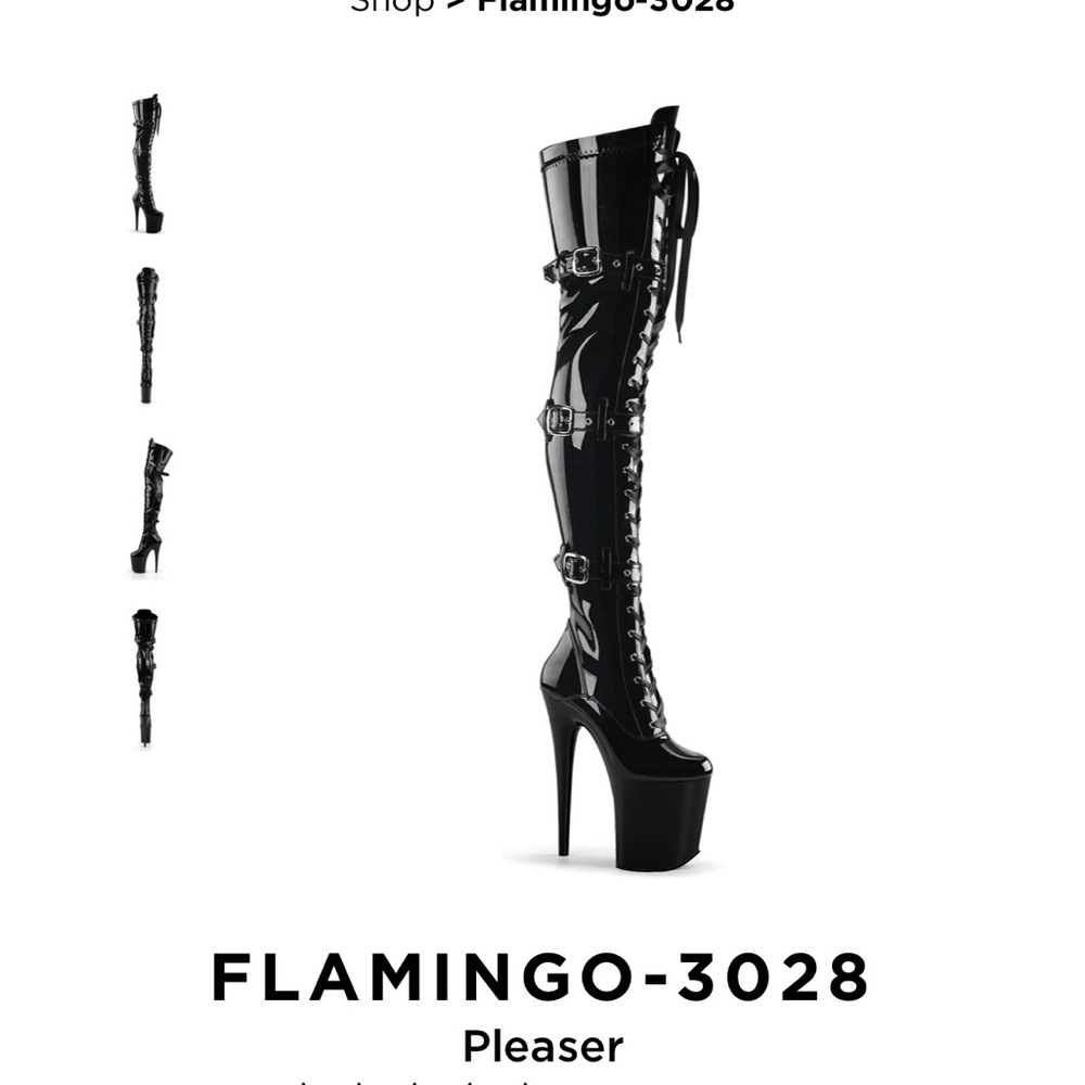 Black pleaser lace up boots with buckles